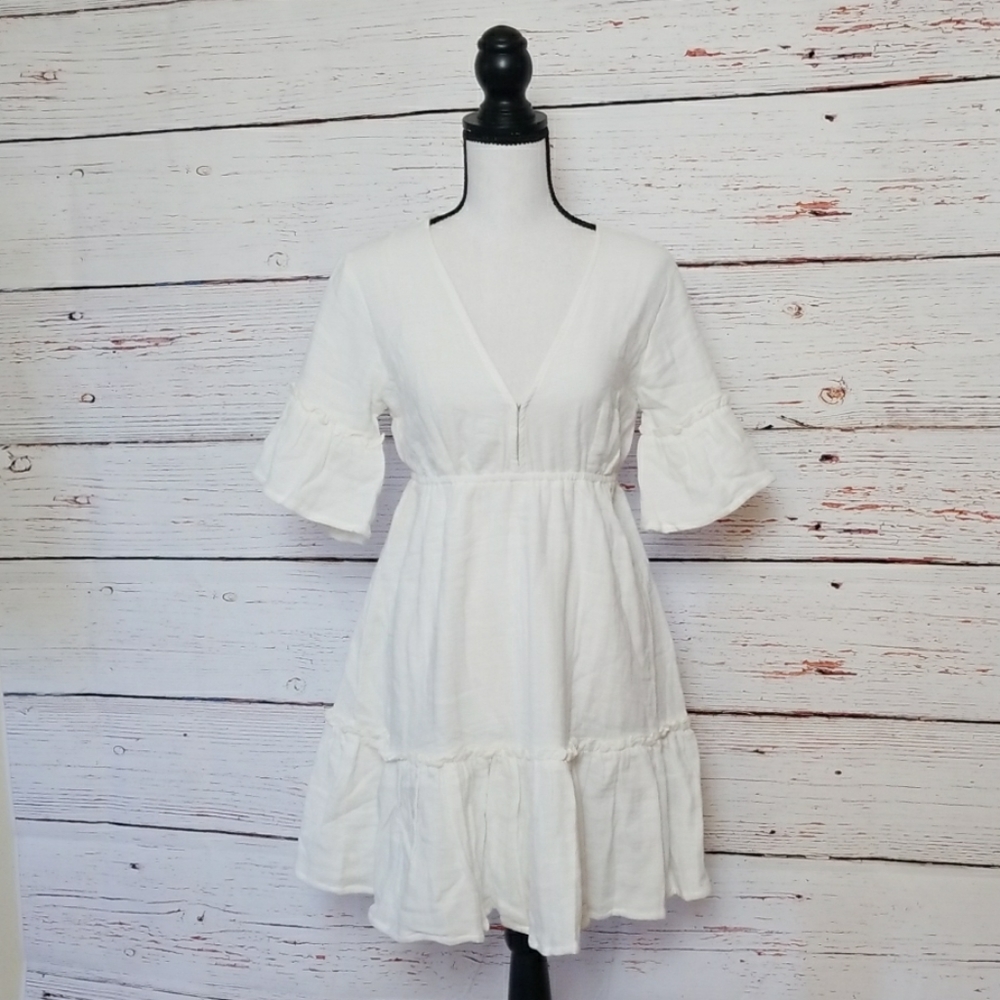 SINCERELY JULES // white plunge boho mini dress - Picture 2 of 16